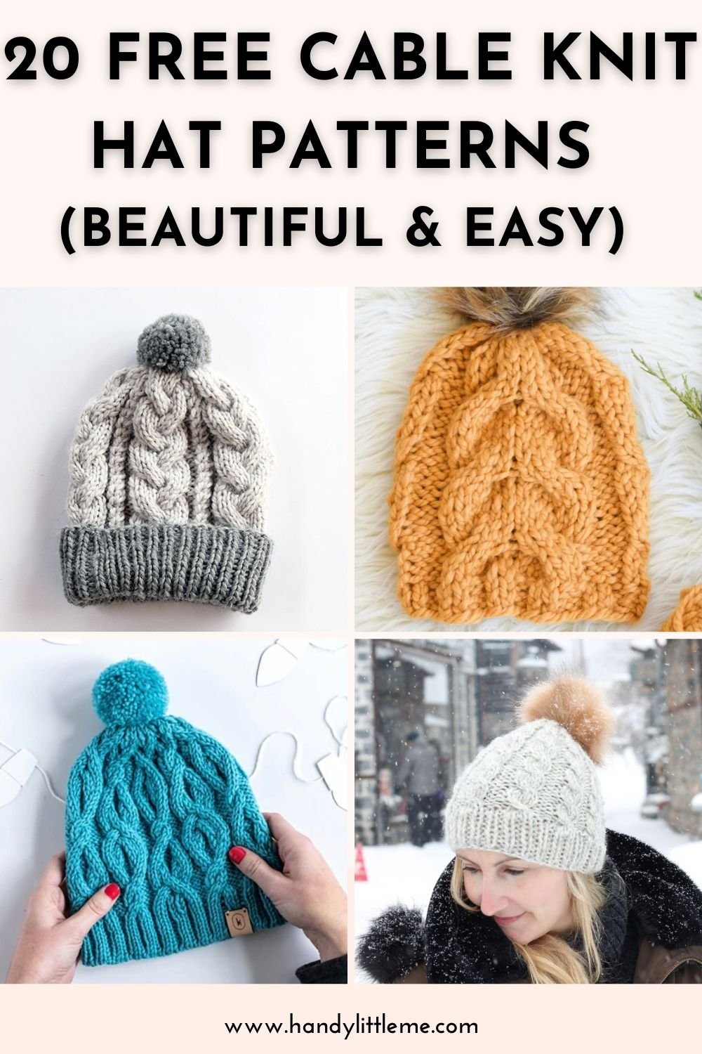 20 Free Cable Knit Hat Patterns (Beautiful \u0026 Easy) - Handy Little Me, image size:1000x1500