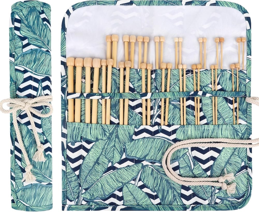 Aeelike 18 Pairs Bamboo Knitting Needles Set
