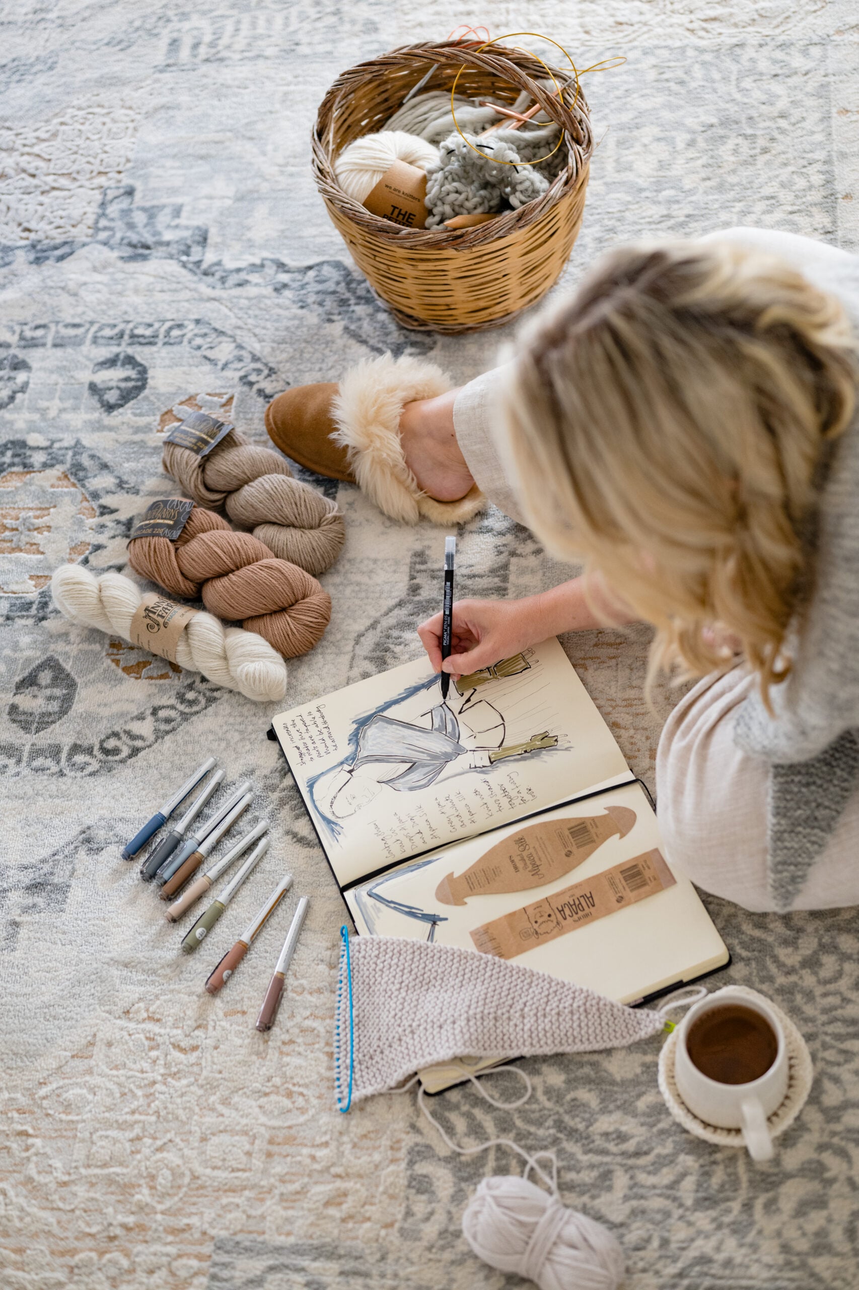 Ariel view of Louise sketching