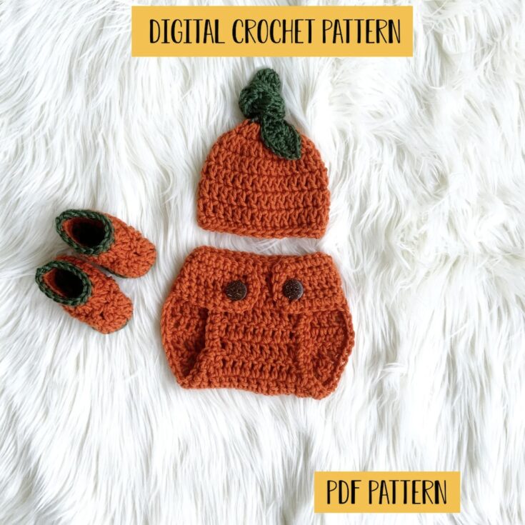 Baby Boys Fall Pumpkin Outfit Crochet Pattern by Handcrafted Loot