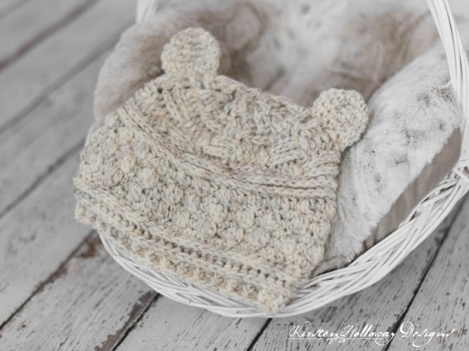 Bear Hugs Baby Beanie | Free Crochet Pattern Tutorial by Kirsten Holloway Designs