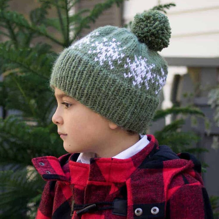 Beginner Snowflake Hat Knitting Pattern by Gina Michelle