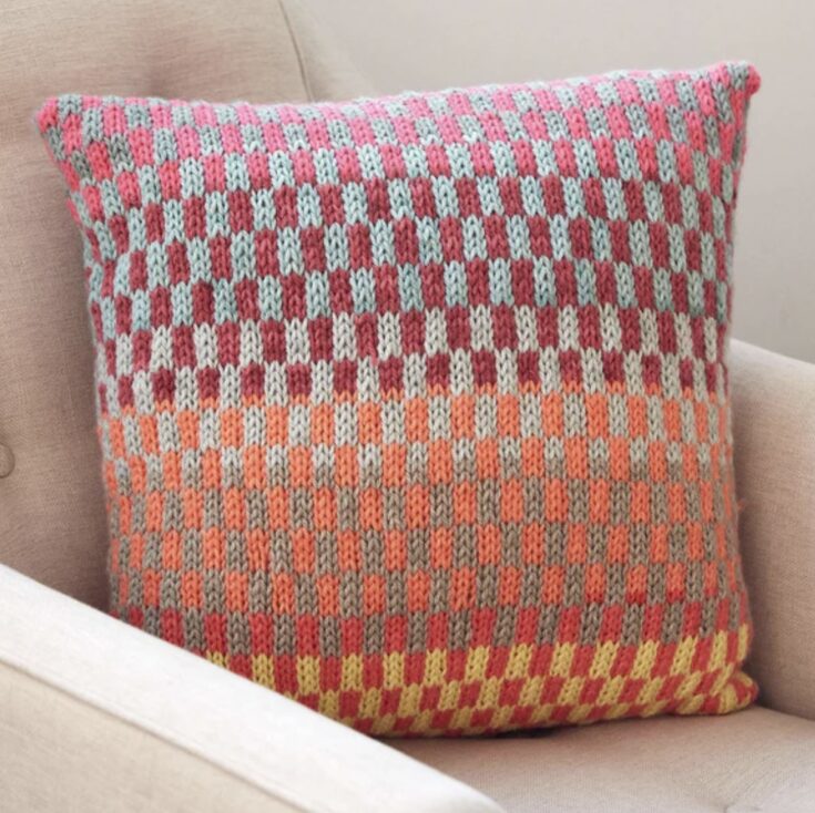 Bernat Fantastic Fair Isle Knit Pillow by Yarnspirations