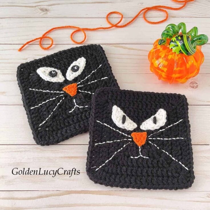 Black Cat Granny Square by GoldenLucyCrafts