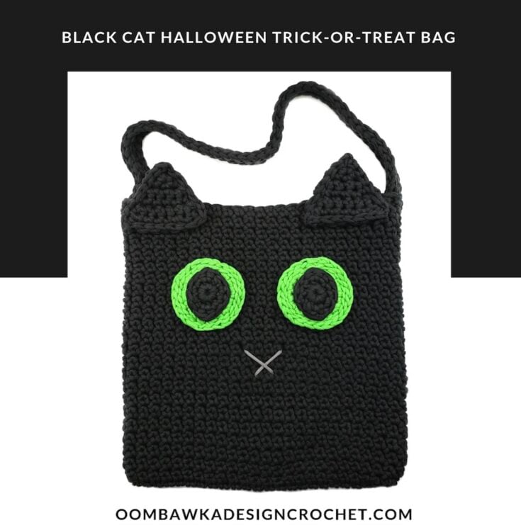 Black Cat Halloween Trick-or-Treat Bag by Oombawka Design Crochet