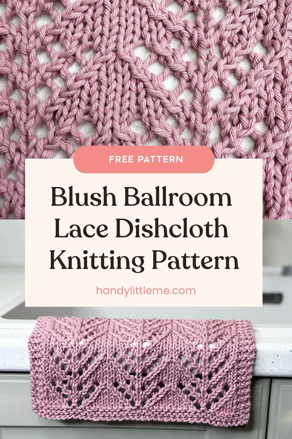 Blush Ballroom lace knitted dishcloth