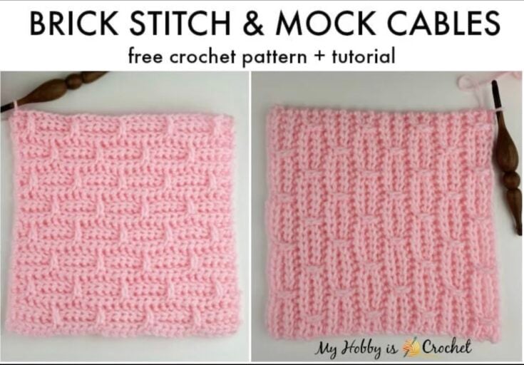 Brick Stitch & Mock Cables Block - Free Crochet Pattern by My Hobby is Crochet