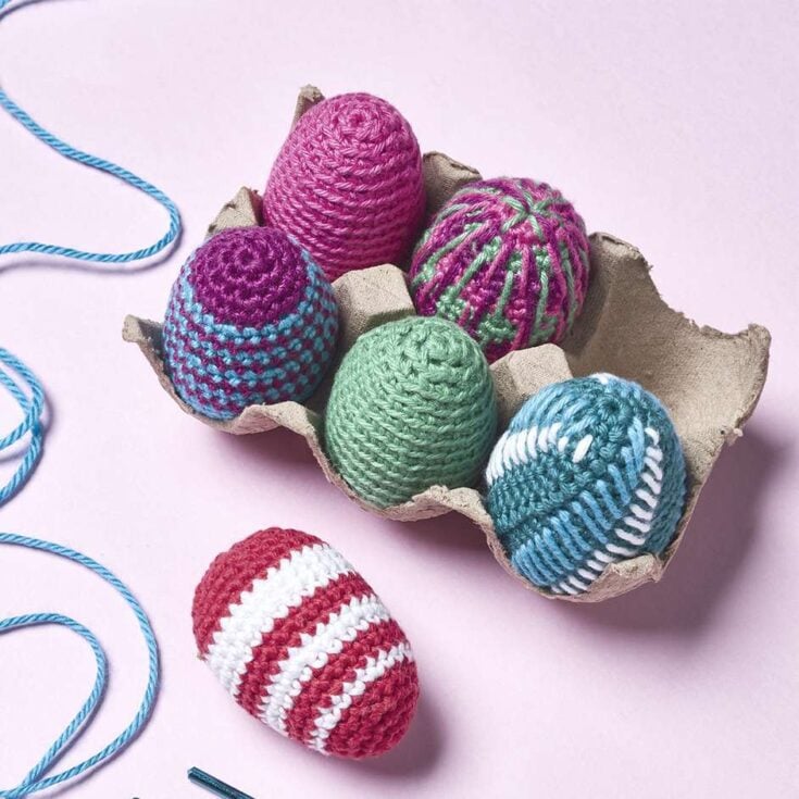 Image for Brighton Cotton Blend 8ply Crochet Easter Eggs Project by Spotlight Stores