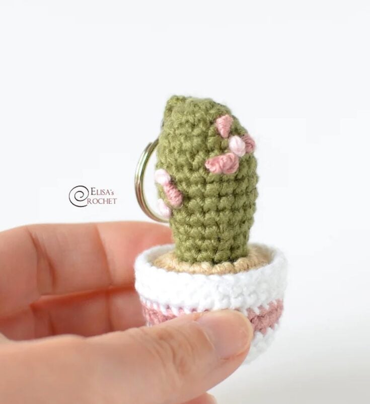 Cactus Keychain Free Crochet Pattern by Elisa's Crochet