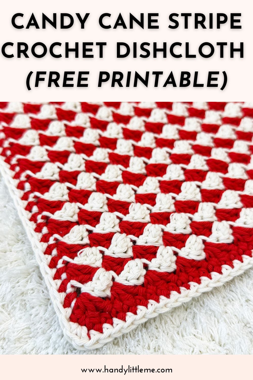 Candy Cane Stripe Crochet Dishcloth Free Printable