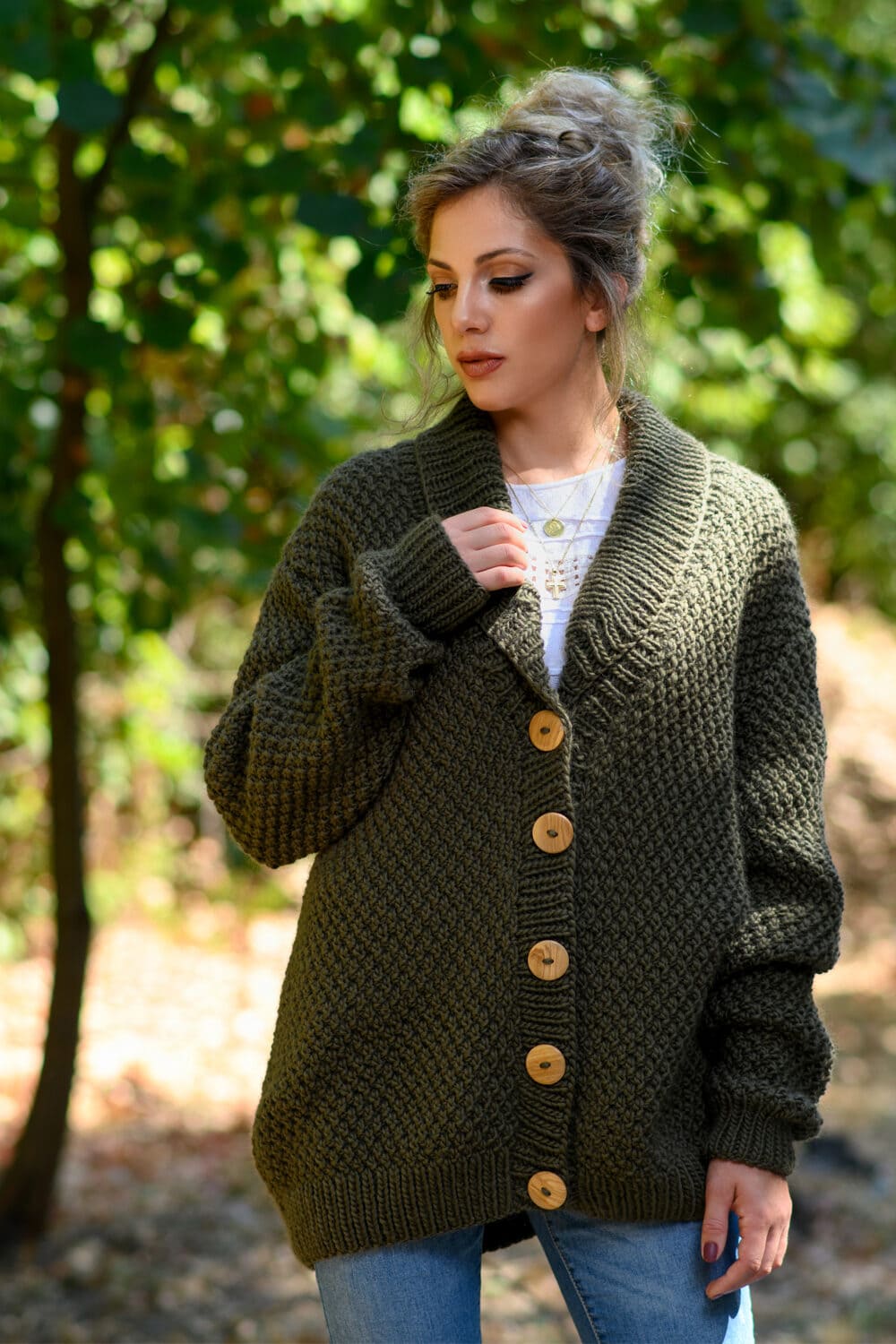 Irish Moss Stitch Cardigan Knitting 