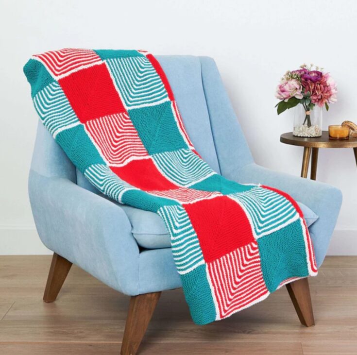 Image for Caron Holiday Check Knit Blanket by Yarnspirations
