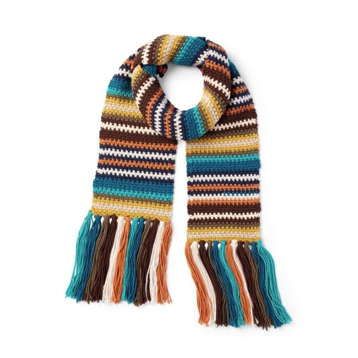 Image for Caron X PANTONE Earthy Stripes Knit Scarf by Yarnspirations