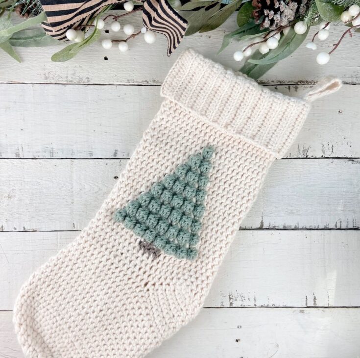 Christmas Tree Crochet Stocking Free Pattern by Knotted Nest