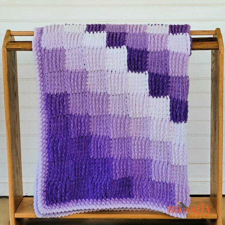 Corner to Corner Tunisian Pixel Blanket by Moogly