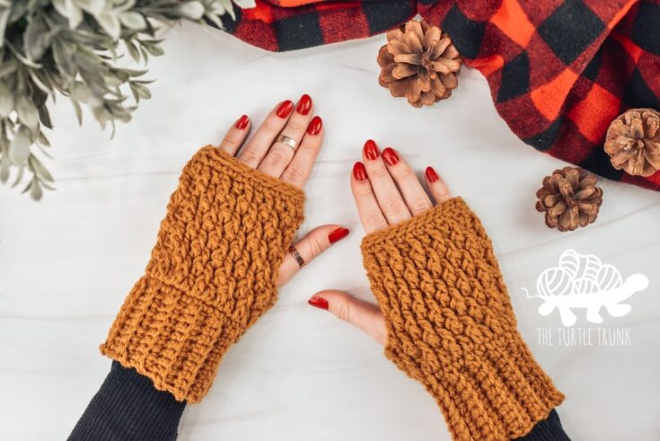 Country Cottage Fingerless Gloves Crochet Pattern by The Turtle Trunk