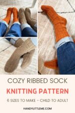 Free Sock Knitting Pattern (Easy + Simple For Beginners) - Handy Little Me