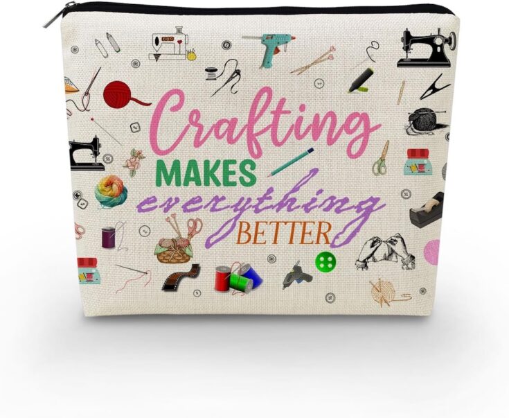 Crafting Print Canvas Cosmetic Bag