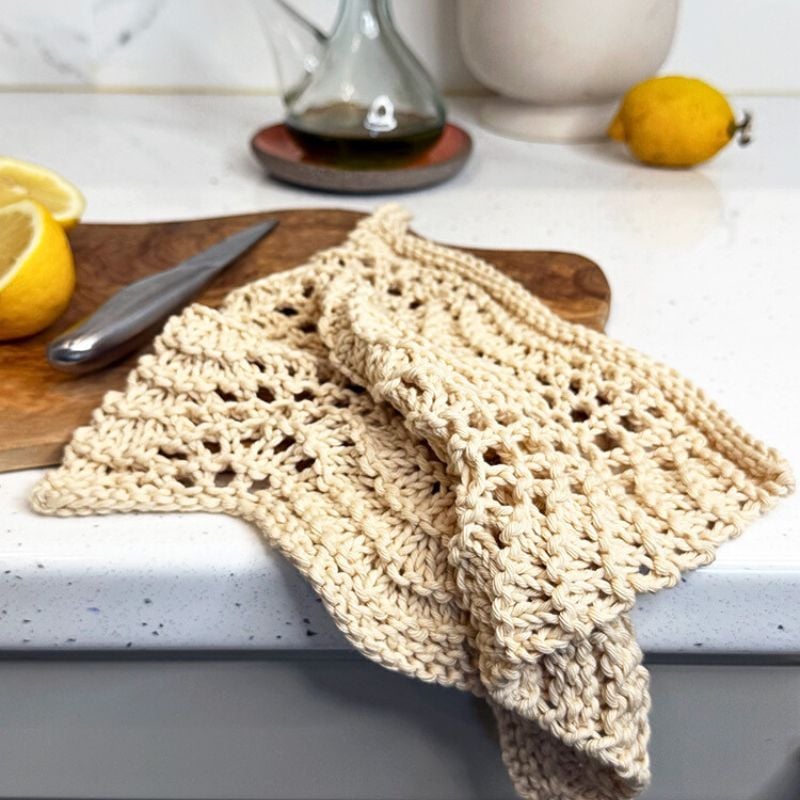Cream Tea Old Shale Dishcloth Knitting Pattern