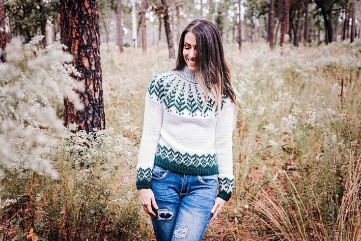 Crochet Colorwork with the Pine Sweater Pattern by Brianna K Designs