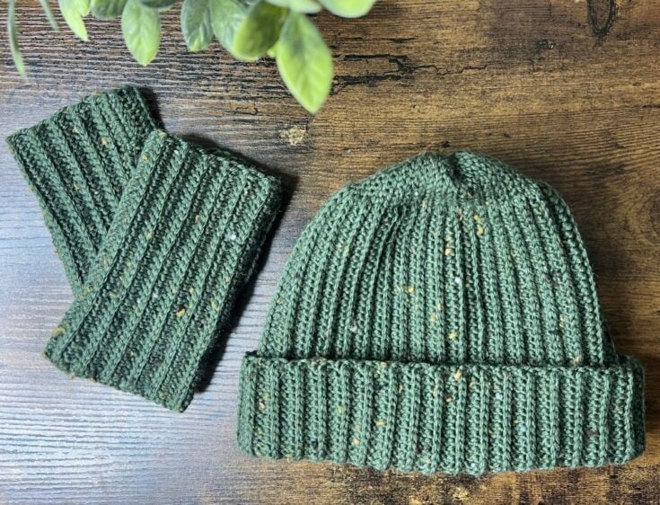 Crochet Fingerless Gloves & Beanie Set by Viv Crochets