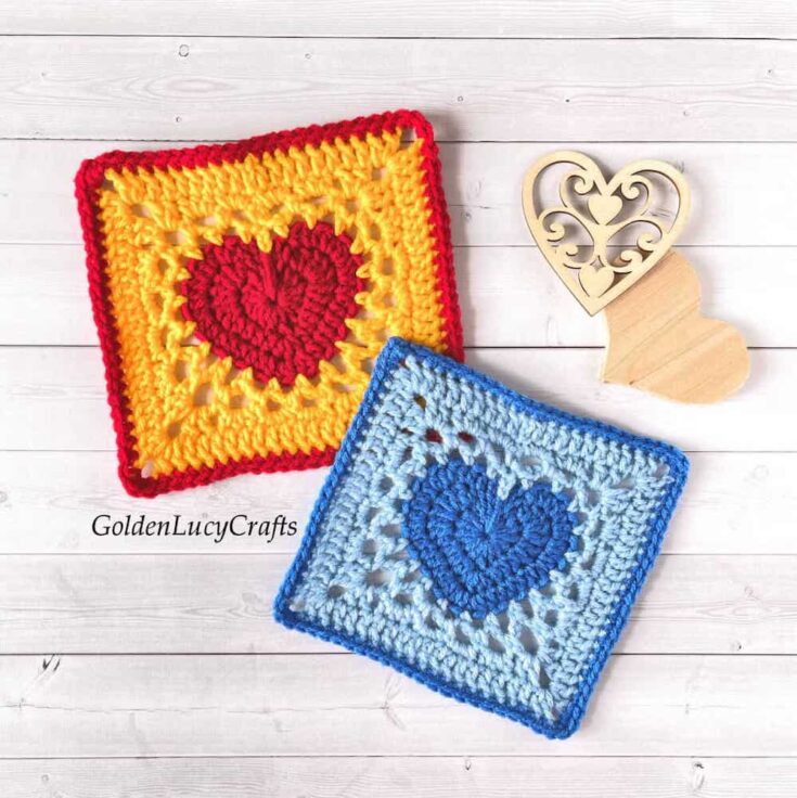 Image for Crochet Heart Granny Square by Golden Lucy Crafts