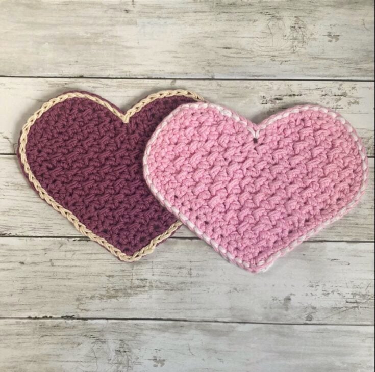 Image for Crochet Heart Hot Pad Free Pattern by Simply Hooked By Janet