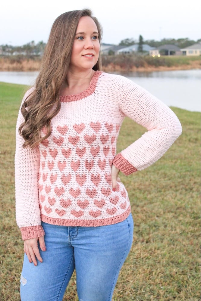 Crochet Heart Sweater Pattern – Paris Sweater by Two Brothers Blankets
