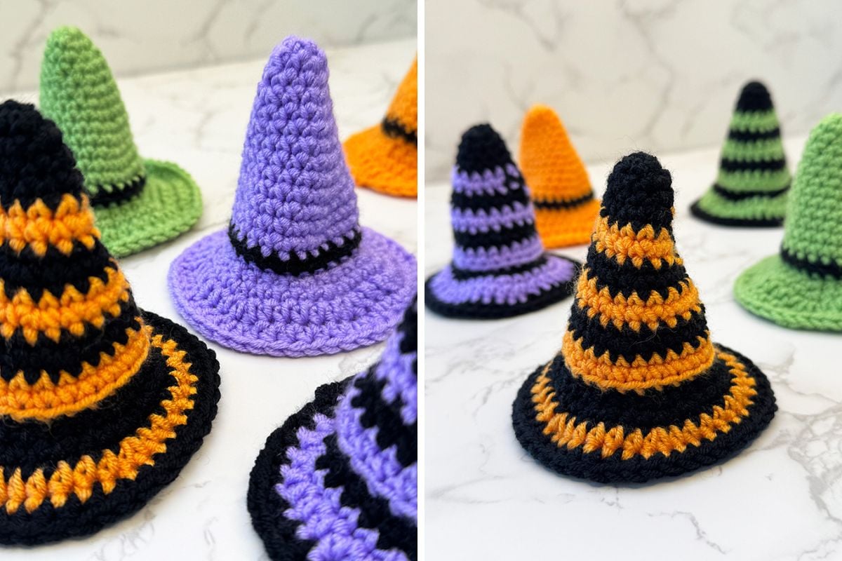 Crochet mini witch hat pattern
