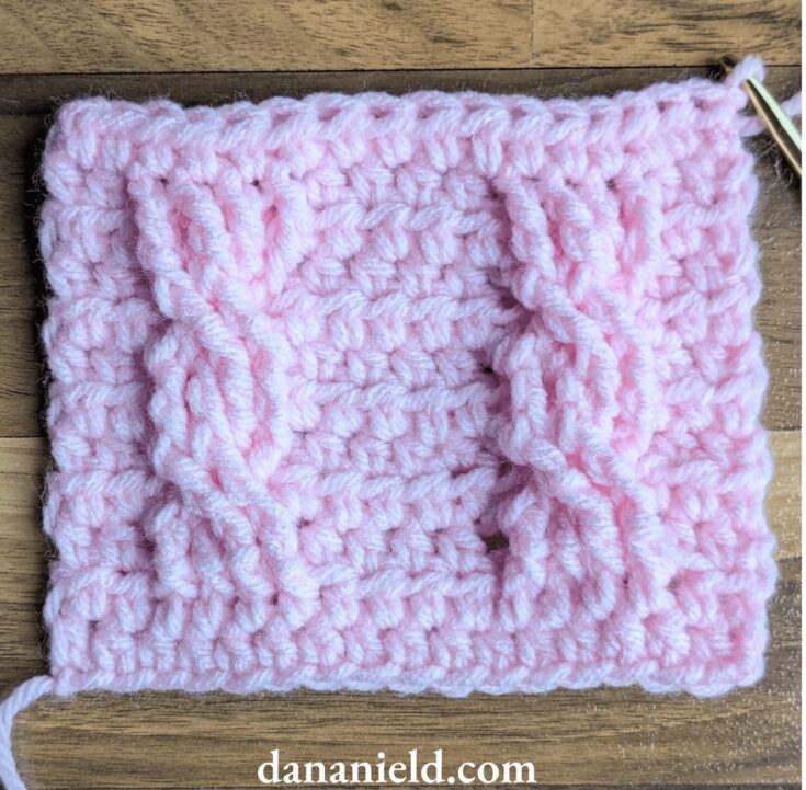 Crossed Towers Cable Crochet Stitch Tutorial by Dana Nield Designs