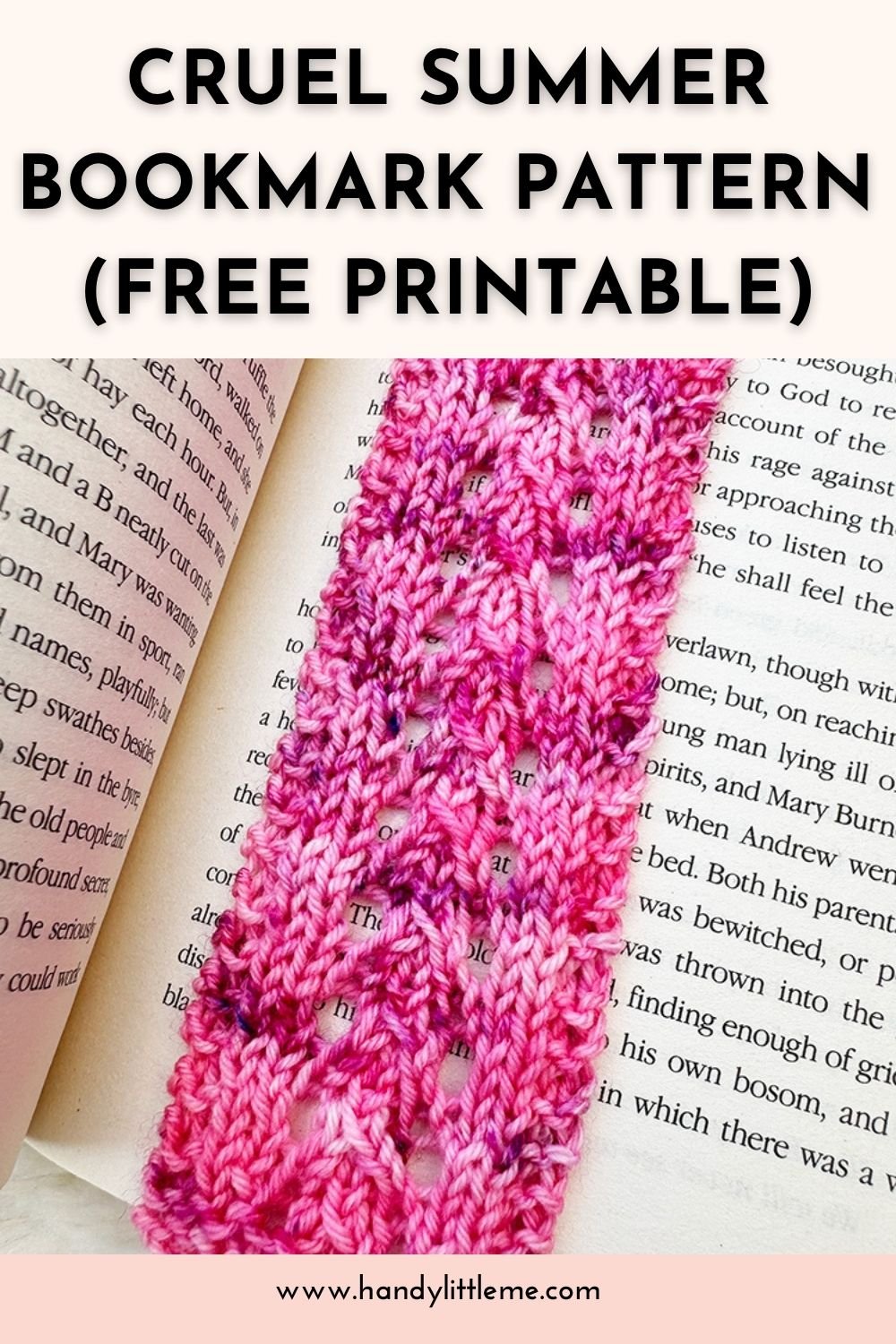 Cruel Summer Bookmark Knitting Pattern Free Printable