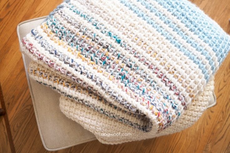 Daydream: A Simple Striped Tunisian Crochet Blanket by One Dog Woof