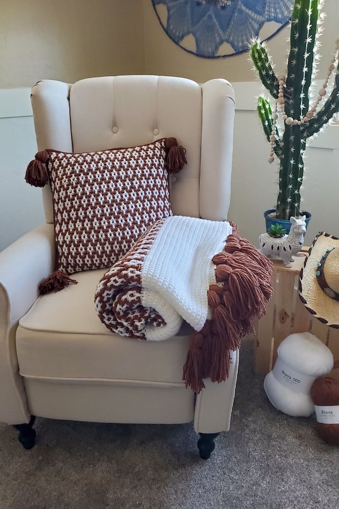 Desert Dunes Mosaic Pillow by MJ&rsquo;s Off the Hook Designs