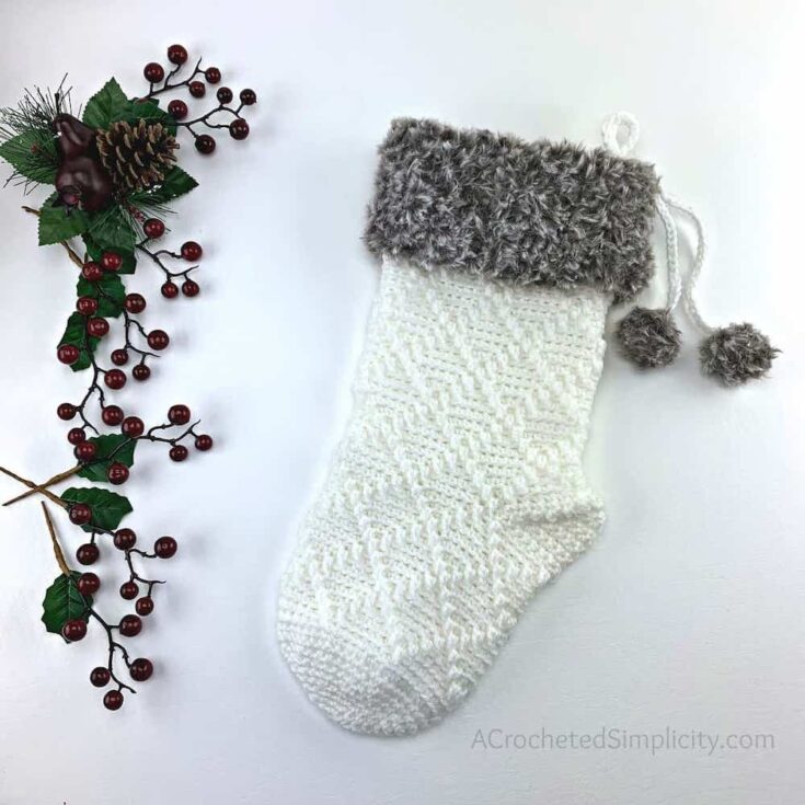 Diamonds & Fur Christmas Stocking - Free Crochet Pattern by A Crocheted Simplicity