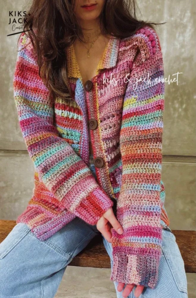 Easy Scrap Yarn Crochet Cardigan by Kiks + Jack Crochet