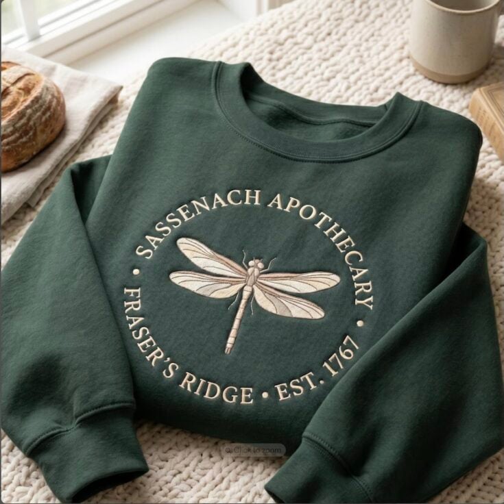 Embroidered Sassenach Apothecary Dragonfly Sweatshirt