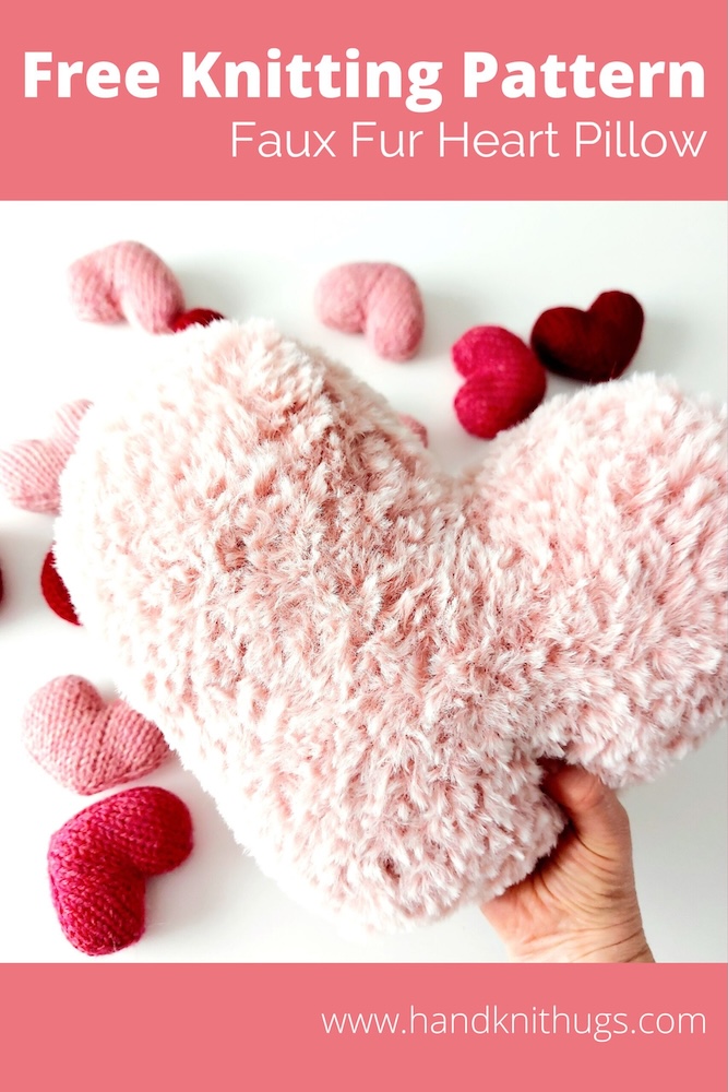 Faux Fur Heart Pillow by HandKnit Hugs
