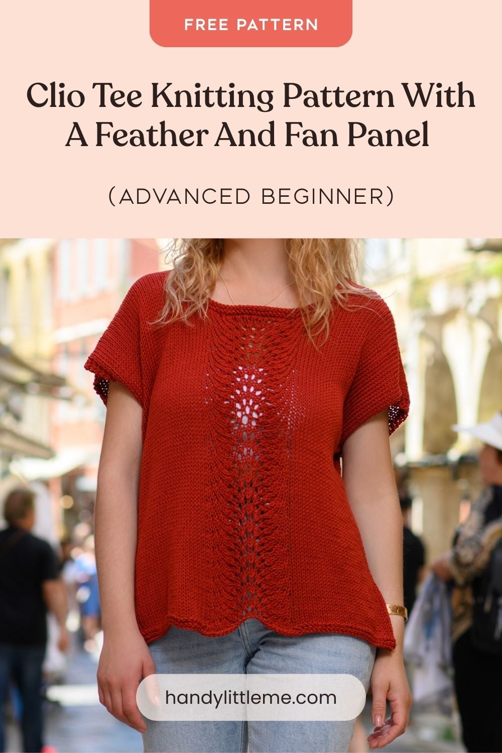 Feather and fan knitted top