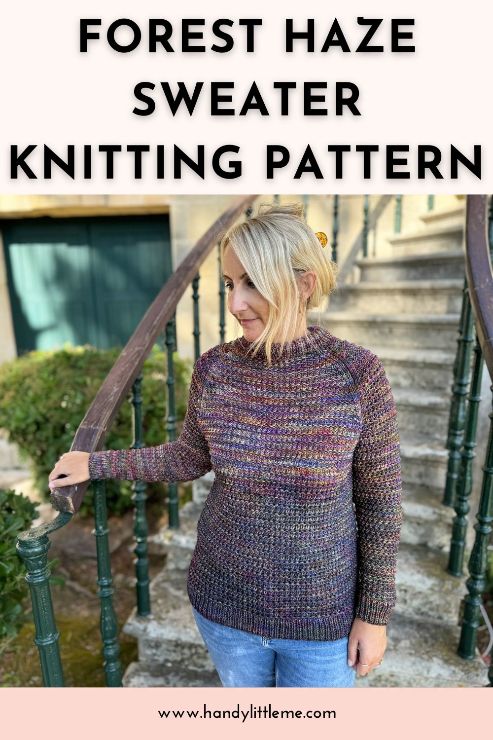 Forest haze sweater knitting pattern pin