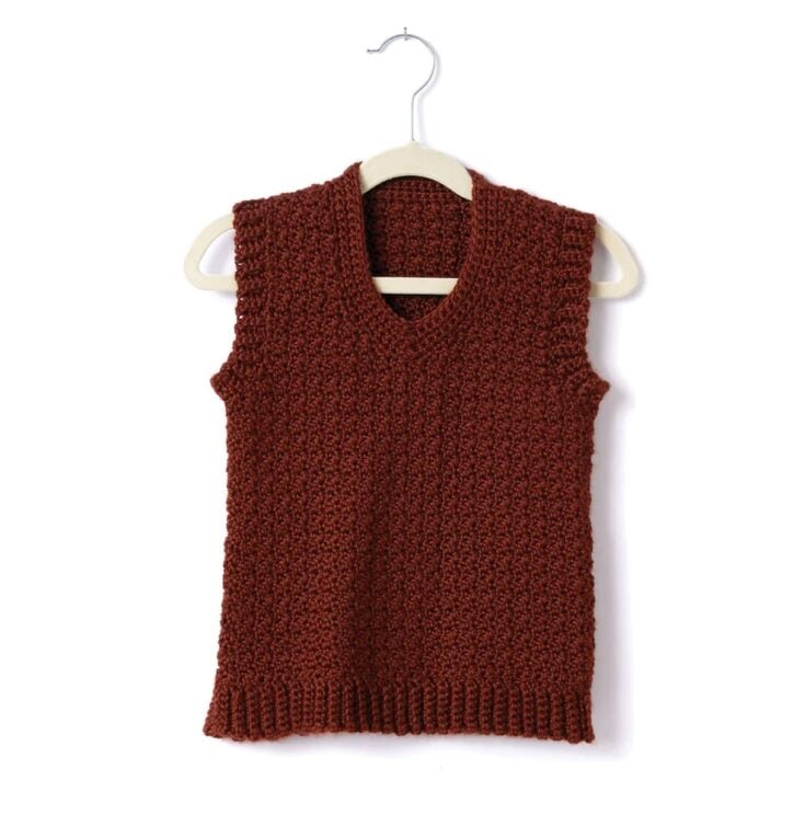 Free Adult Crochet V-Neck Vest Pattern by Yarnspirations