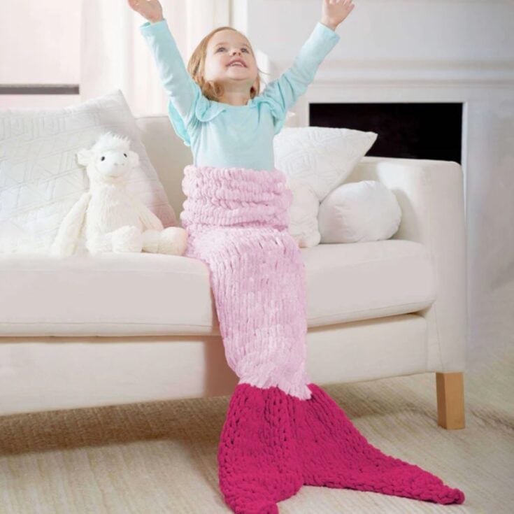 Free Bernat Craft Alize EZ Mermaid Tail Blanket Pattern by Yarnspirations