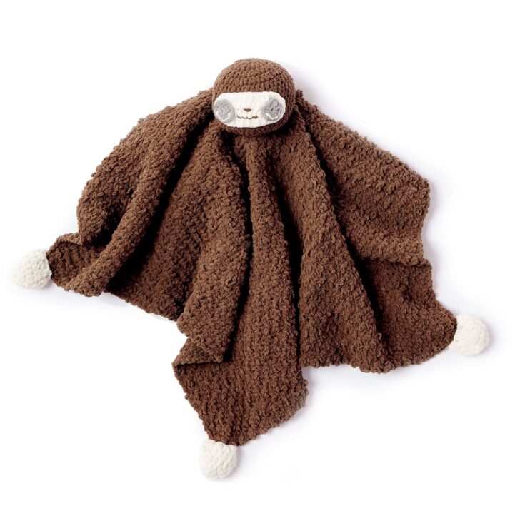 Free Bernat Crochet Sleepy Sloth Lovey Pattern by Yarnspirations