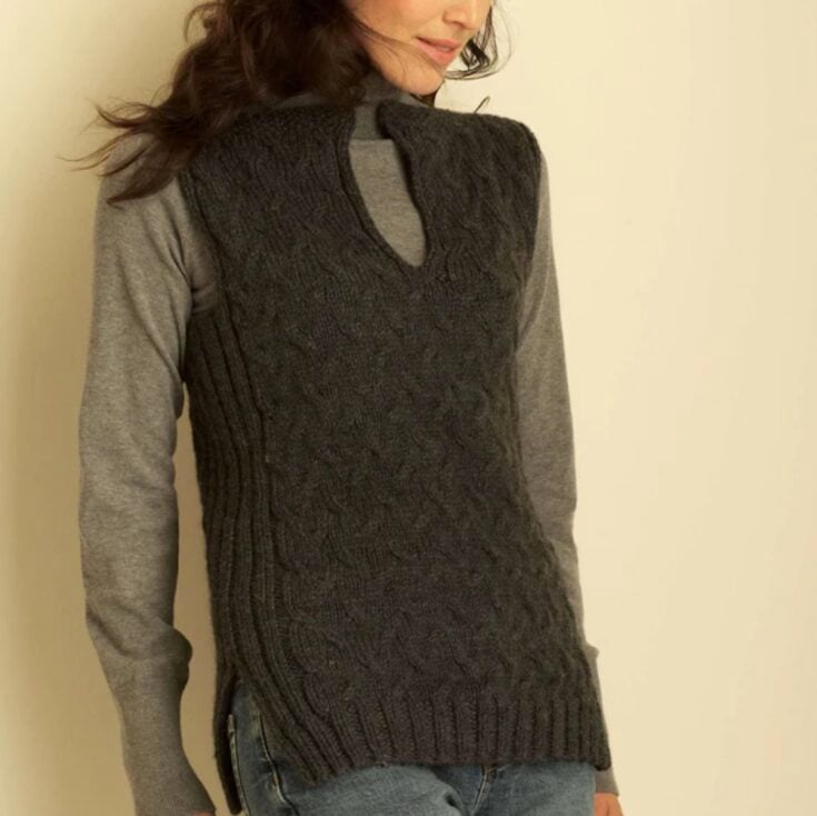 Free Bernat Knit Cable Vest Pattern by Yarnspiratons