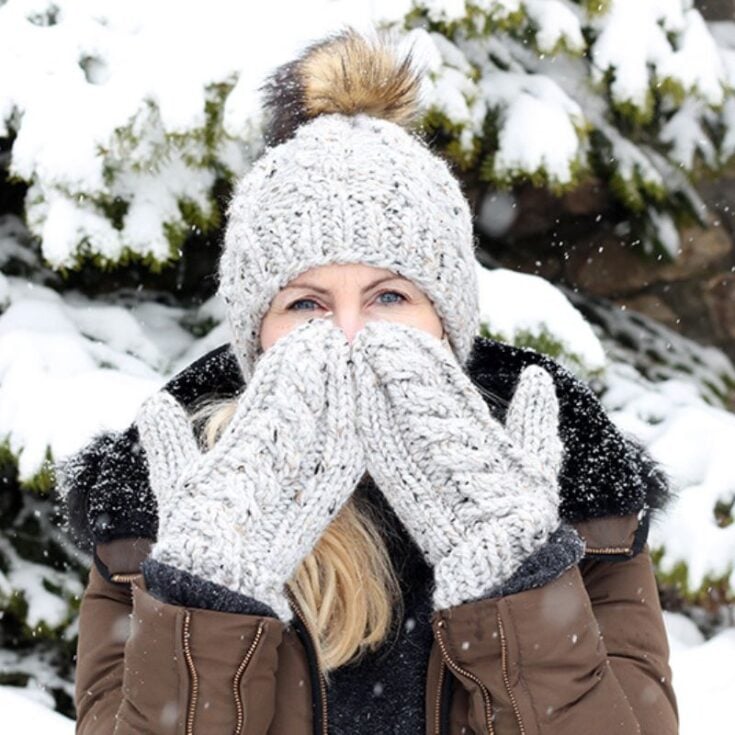 Free Cable Mittens Knitting Pattern feat image