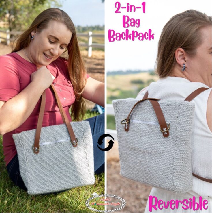 Free Crochet Bag Backpack Pattern by Nicki's Homemade Crafts
