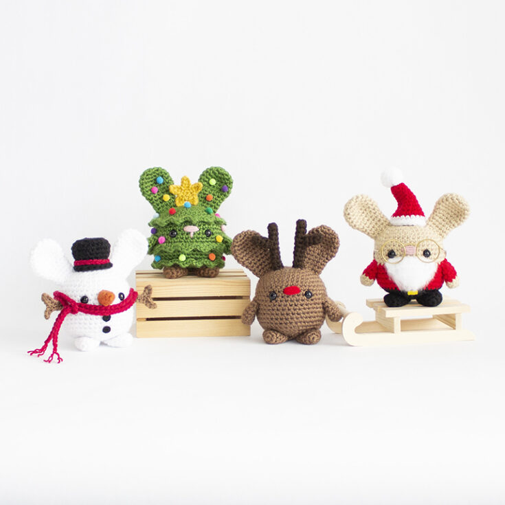 Free Crochet Christmas Chubby Bunnies by A Menagerie Of Stitches