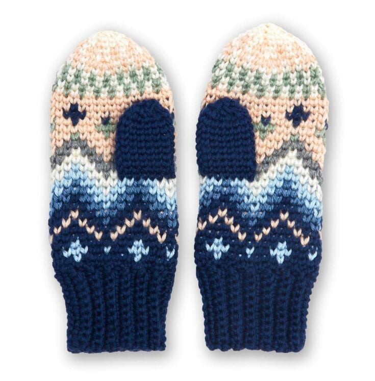Free Crochet Fair Isle Mittens Pattern by Yarnspirations