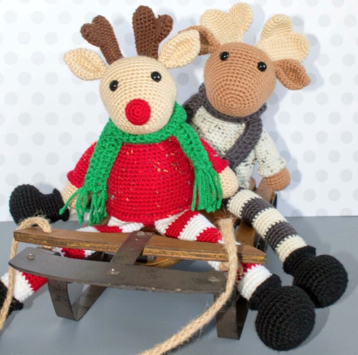 Free Crochet Moose and Crochet Reindeer Pattern by The Friendly Red Fox