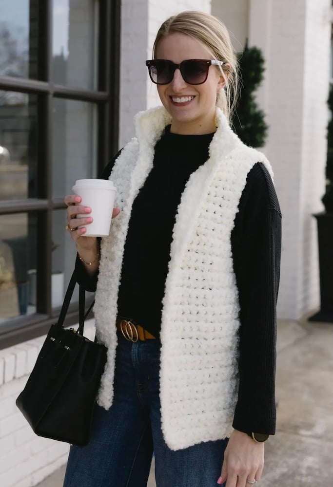 Free Crochet Vest Pattern: Cozy Collared Vest (Easy + Beginner Friendly) by Cozy Nook Designs