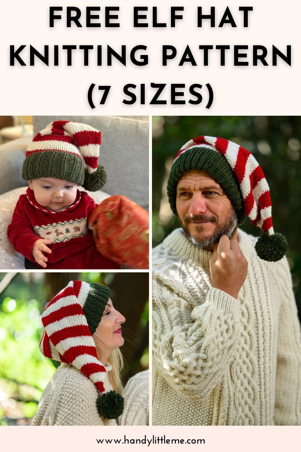 Free Elf Hat Knitting Pattern Striped Christmas Hat In 7 Sizes